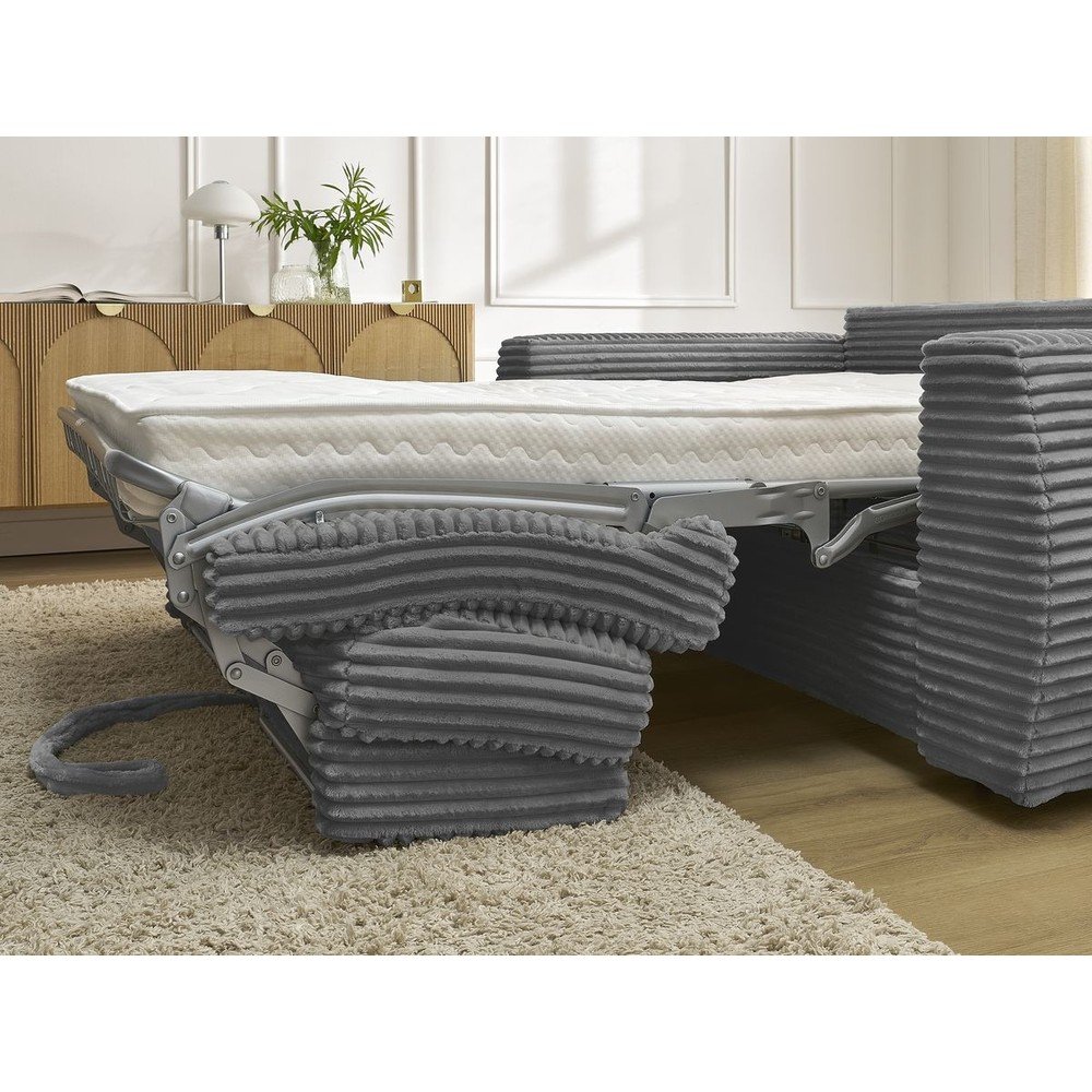 Ciemnoszara sztruksowa rozkładana sofa do spania 240 cm Hugo – Bobochic Paris (zdjęcie 2)