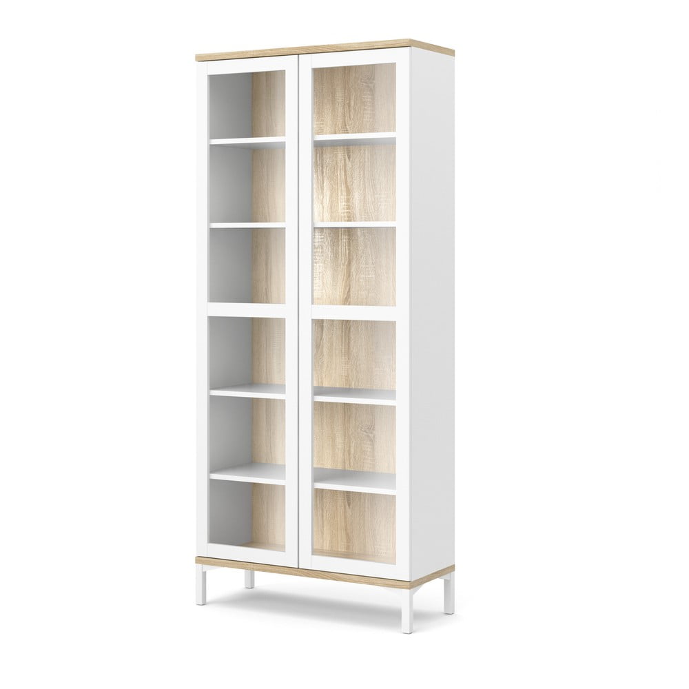Biało-naturalna witryna w dekorze dębu 89x203x36 cm Roomers – Tvilum (zdjęcie 10)