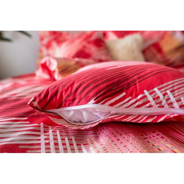 Czerwona bawełniana pościel jednoosobowa 140x200 cm LP Dita Red – Cotton House-image-1
