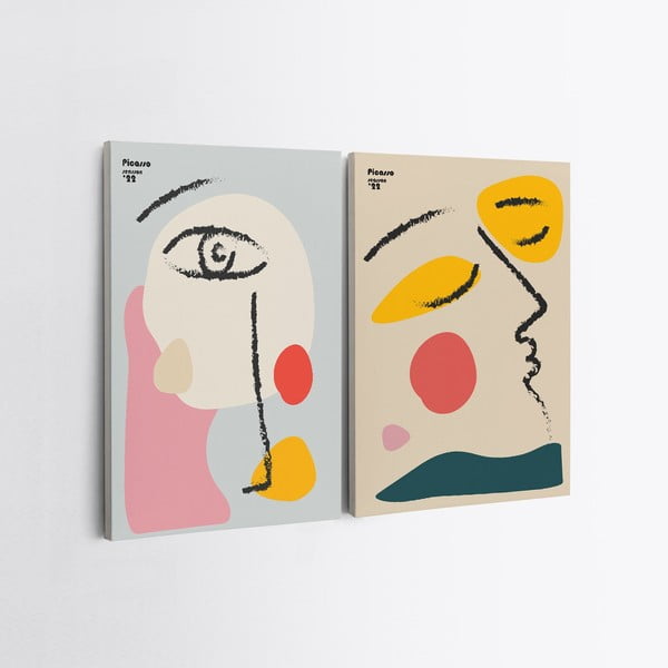 Obrazy zestaw 2 szt. 50x70 cm Faces – Wallity-image-2