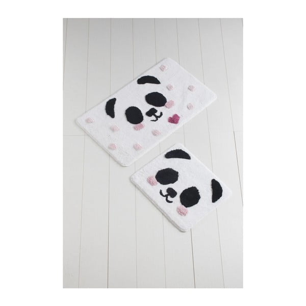 Zestaw 2 czarno-białych dywaników łazienkowych Confetti Bathmats Panda