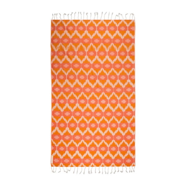 Pomarańczowy ręcznik hammam Begonville Ripple, 180x95 cm