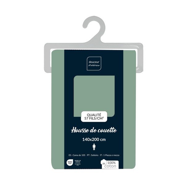 Zielona bawełniana poszwa na kołdrę jednoosobowa 140x200 cm Lina – douceur d'intérieur-image-2