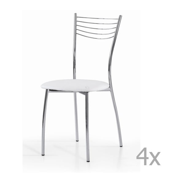 Zestaw 4 białych krzeseł Castagnetti Cromo