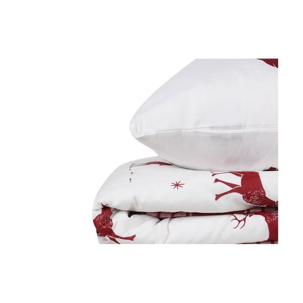 Pościel dwuosobowa z prześcieradłem z domieszką bawełny Mijolnir Geyik Claret Red, 200x220 cm-image-4