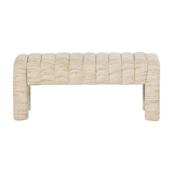 Beżowa tapicerowana ławka z materiału bouclé Frex – WOOOD