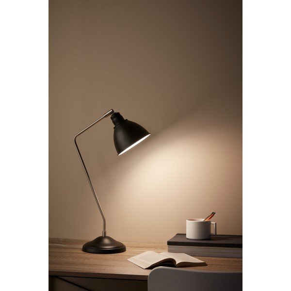 Czarna lampa stołowa z detalami w kolorze srebra Markslöjd Coast-image-1