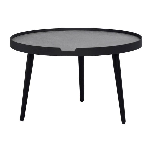 Czarny stolik z konstrukcją z jasnego drewna Folke Wraith, ⌀ 80 cm