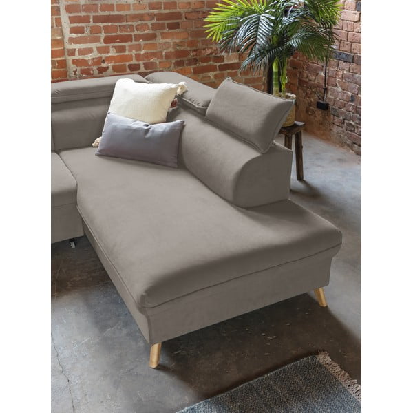 Jasnobrązowy aksamitny rozkładany narożnik (lewostronny/w kształcie litery U) Sweet Harmony – Miuform-image-4