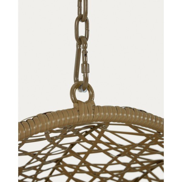 Jasnoszaro-beżowy wiszący fotel ogrodowy ze sztucznego rattanu Florina – Kave Home-image-1