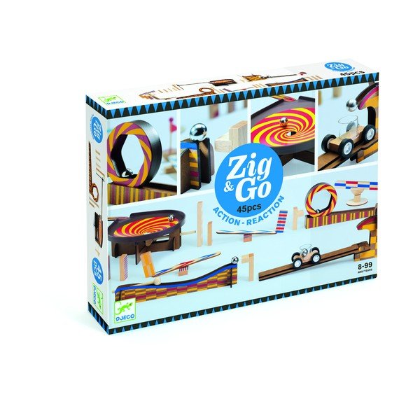 Drewniany tor dla dzieci Djeco Zig Go, 45 części-image-1