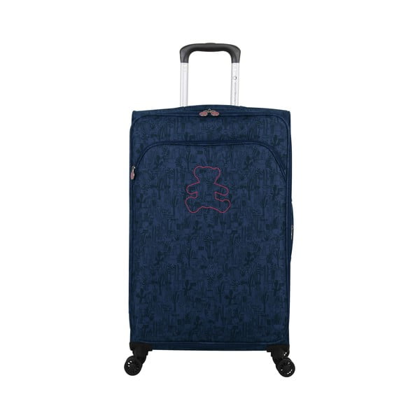 Niebieska walizka z 4 kółkami Lulucastagnette Teddy Bear, 71 l