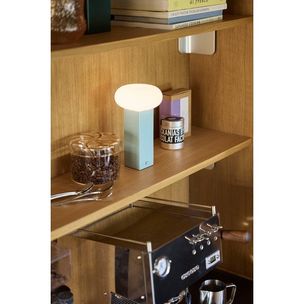 Niebieska metalowa lampa stołowa LED ze ściemniaczem ze szklanym kloszem (wysokość 20 cm) Low – Hübsch-image-1