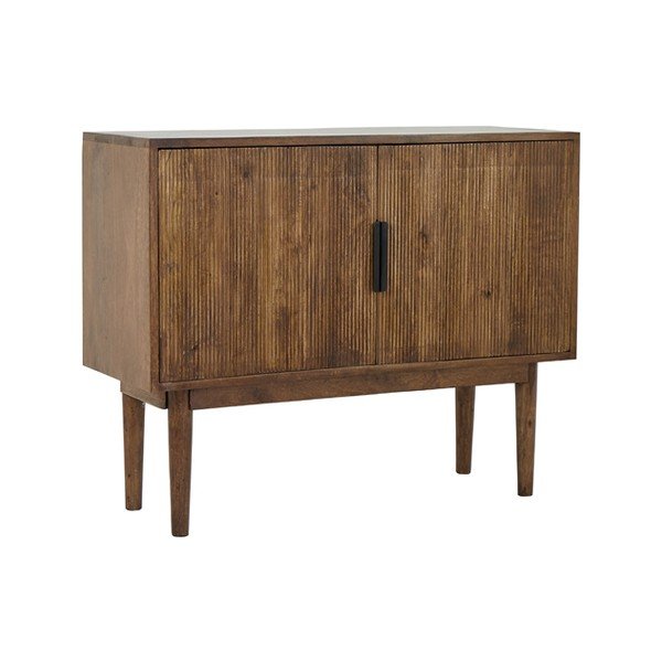 Ciemnobrązowa niska komoda z litego drewna 100x80 cm Bitika – Light & Living-image-2