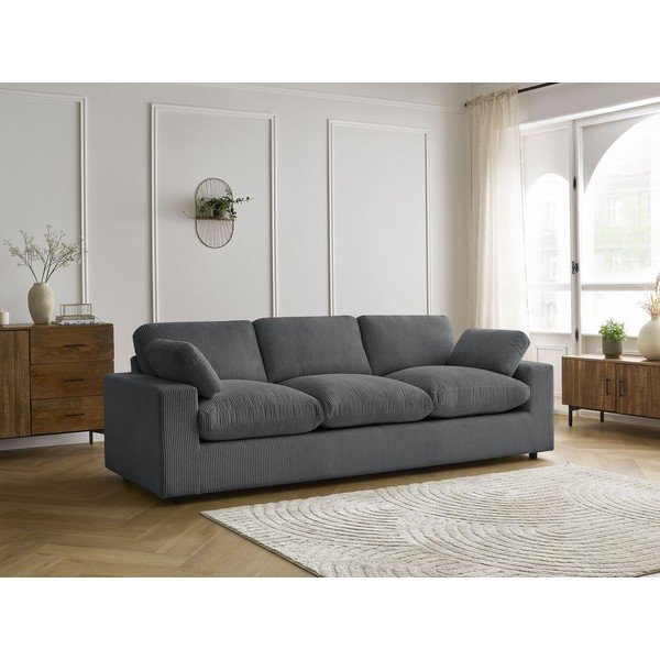 Ciemnoszara sztruksowa sofa 250 cm Belair – Bobochic Paris-image-1