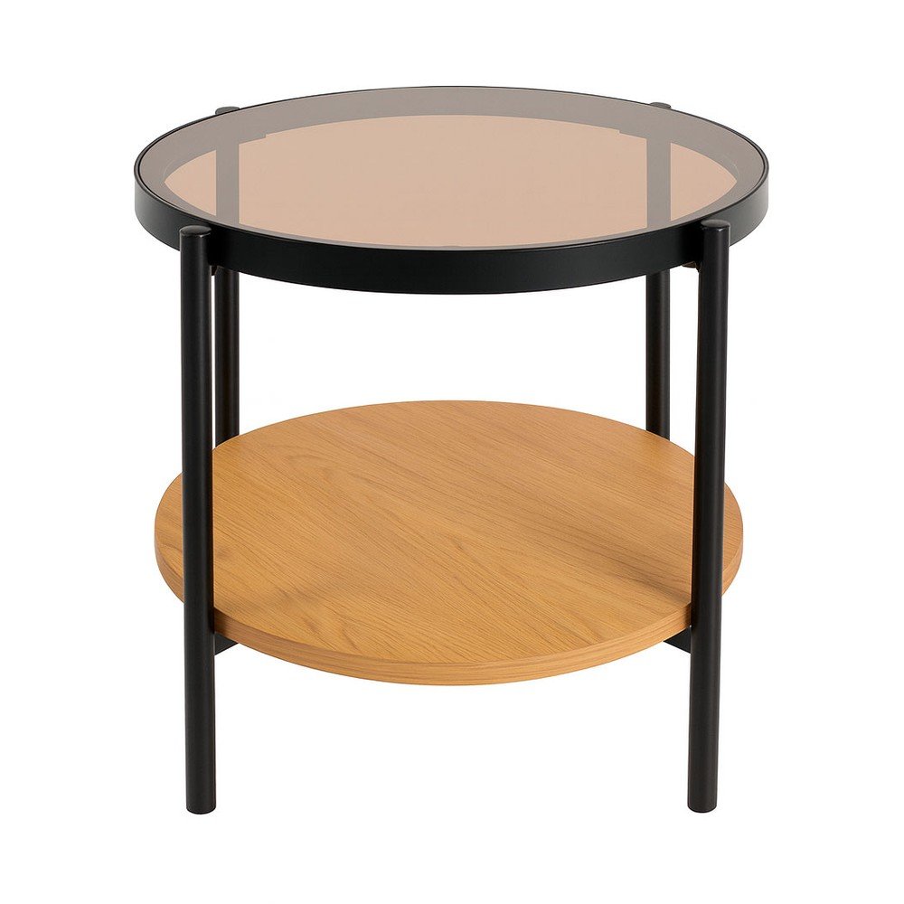 Okrągły stolik ze szklanym blatem ø 48 cm Hassel – Unique Furniture