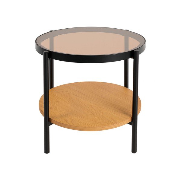 Okrągły stolik ze szklanym blatem ø 48 cm Hassel – Unique Furniture