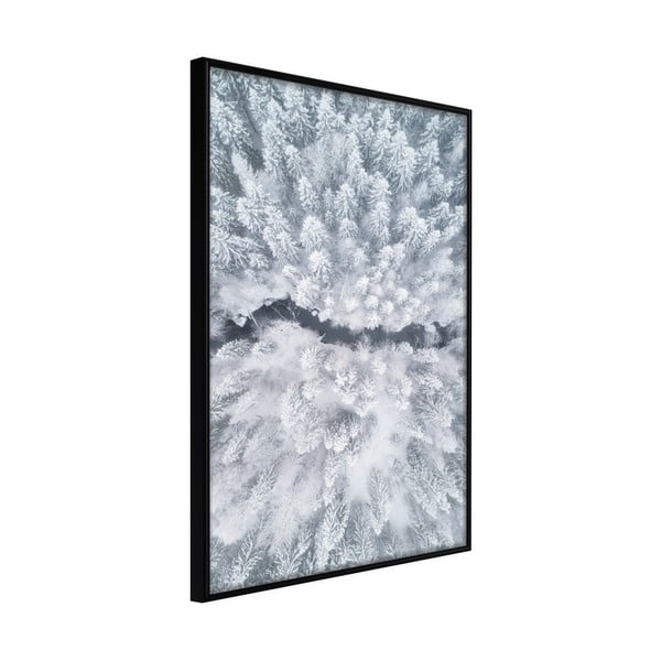 Plakat w ramie Artgeist Winter Forest From a Bird's Eye View, 40x60 cm