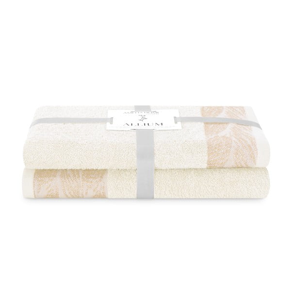 Kremowe bawełniane ręczniki zestaw 2 szt. frotte Allium – AmeliaHome