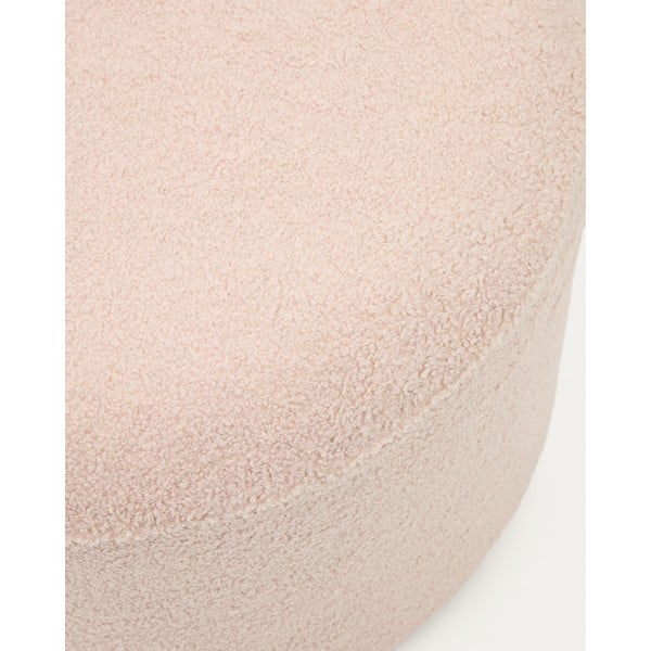 Jasnoróżowy puf z materiału bouclé Kaeli – Kave Home-image-1
