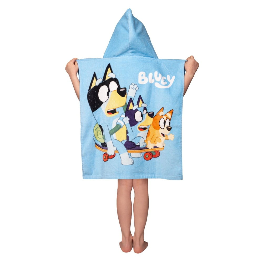 Niebieskie bawełniane ponczo dziecięce w rozmiarze 3-8 lat Bluey Skate – Jerry Fabrics (zdjęcie 3)