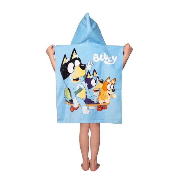 Niebieskie bawełniane ponczo dziecięce w rozmiarze 3-8 lat Bluey Skate – Jerry Fabrics-image-2