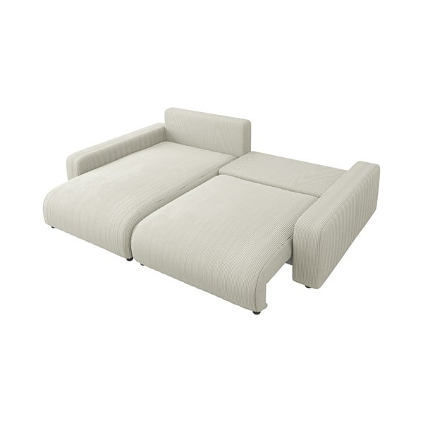 Kremowy sztruksowy rozkładany narożnik (strona zmienna) Sara – Ropez-image-4