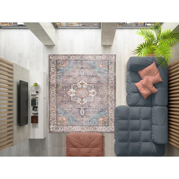 Niebiesko-brązowy dywan z domieszką bawełny Universal Haria, 200x290 cm-image-1