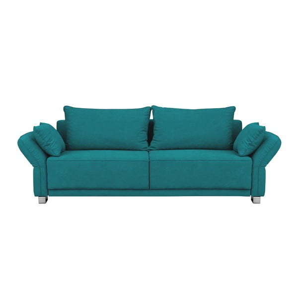 Turkusowa sofa rozkładana ze schowkiem Windsor & Co Sofas Casiopeia, 245 cm