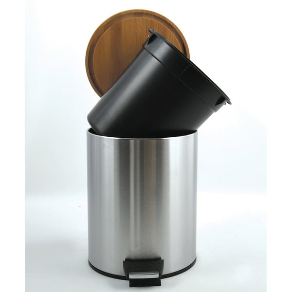 Stalowy kosz na śmieci z pedałem w kolorze matowego srebra 3 l   Adonis – Spirella-image-3