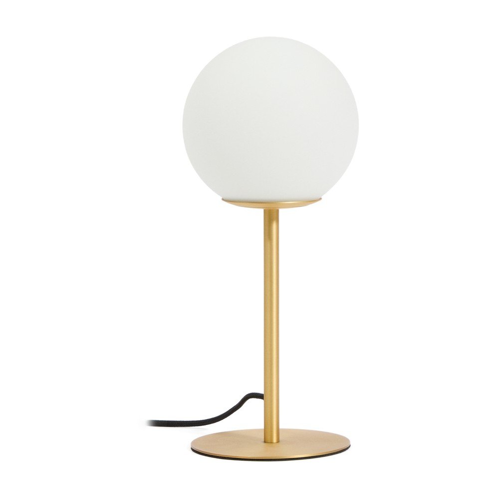 Lampa stołowa w biało-złotym kolorze ze szklanym kloszem (wysokość 35 cm) Brisia – Kave Home