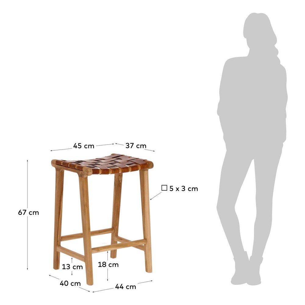 Hoker z imitacji skóry w naturalnym kolorze (wysokość siedziska 67 cm) Calixta – Kave Home (zdjęcie 6)