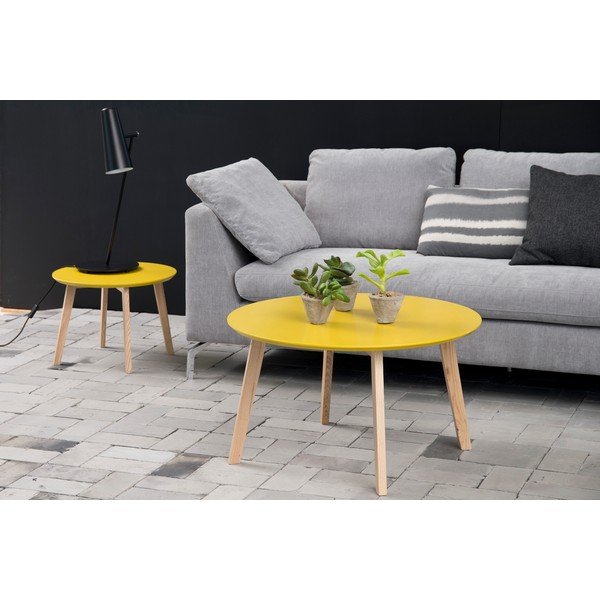 Żółty stolik Actona Molina, ⌀50 cm-image-2