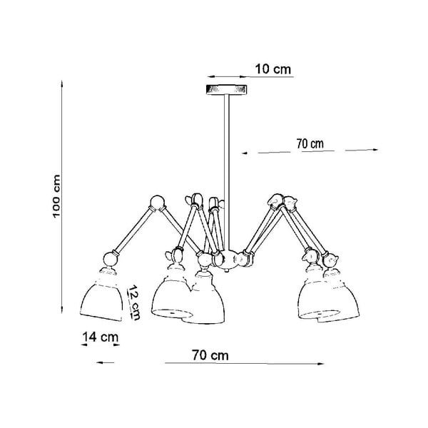 Czarna lampa wisząca z metalowym kloszem 70x70 cm Matilda Shade – Sollux-image-3