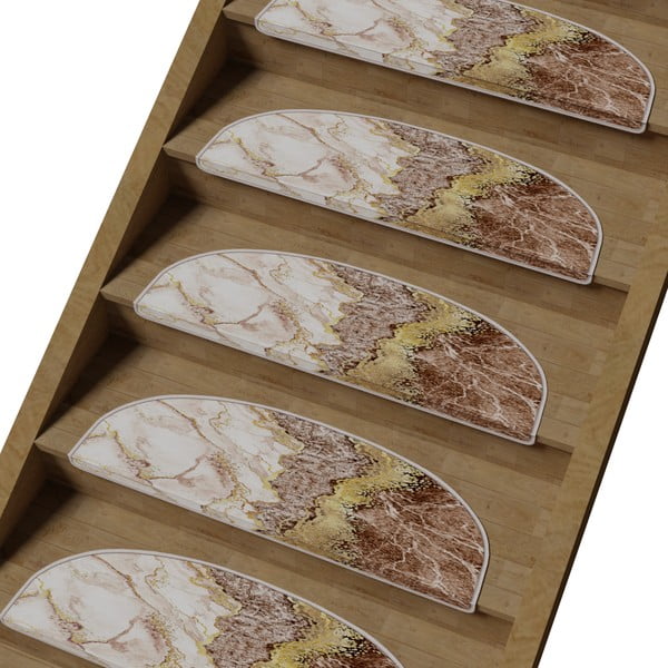 Kremowo-jasnobrązowe dywaniki na schody zestaw 16 szt. 20x65 cm Golden Marble – Vitaus-image-1