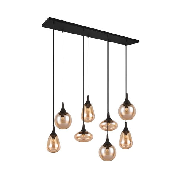 Czarno-pomarańczowa lampa wisząca ze szklanym kloszem Lumina – Trio-image-3