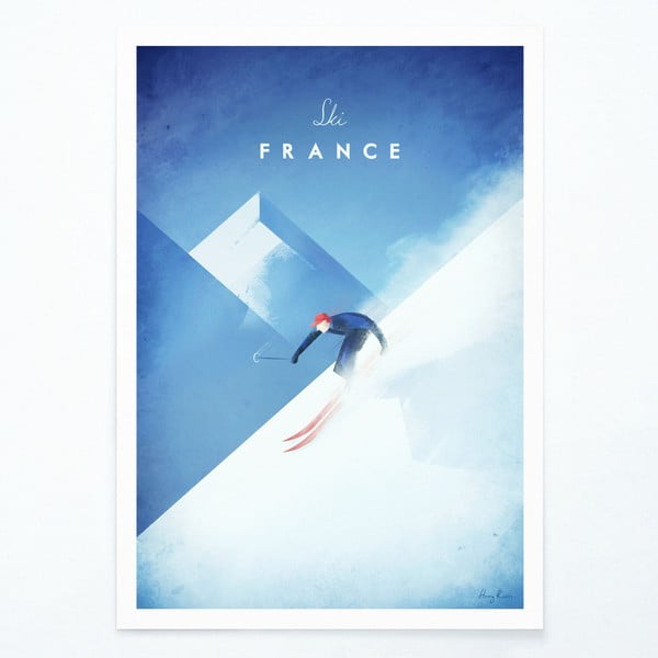 Plakat Travelposter Ski France, 50 x 70 cm