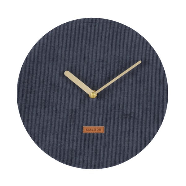 Granatowy zegar ścienny ze sztruksem Karlsson Corduroy, ⌀ 25 cm