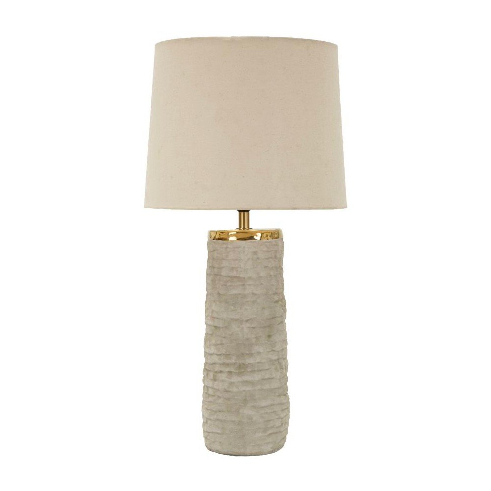 Jasnoszara/kremowa lampa stołowa ceramiczna z tekstylnym kloszem (wysokość 73 cm) Lima – Mauro Ferretti