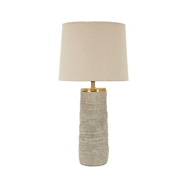 Jasnoszara/kremowa lampa stołowa ceramiczna z tekstylnym kloszem (wysokość 73 cm) Lima – Mauro Ferretti