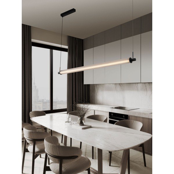 Aluminiowa lampa wisząca LED ze ściemniaczem w kolorze matowej czerni ze szklanym kloszem Glovia – Nova Luce-image-1