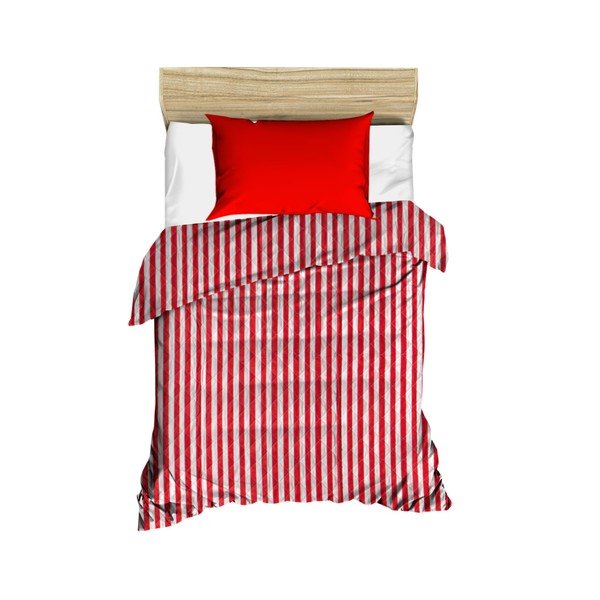 Czerwono-biała pasiasta pikowana narzuta na łóżko Cihan Bilisim Tekstil Stripes, 160x230 cm