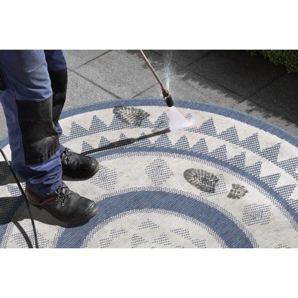 Niebiesko-kremowy dywan dwustronny odpowiedni na zewnątrz NORTHRUGS Porto, ⌀ 200 cm-image-1