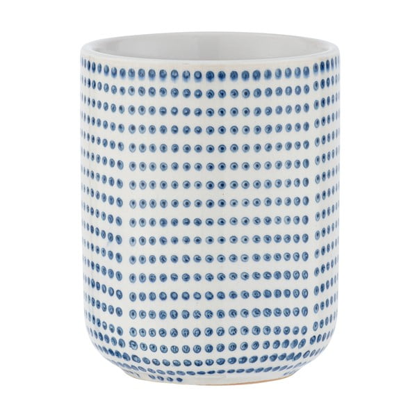 Niebiesko-biały ceramiczny kubek na szczoteczki Wenko Nole