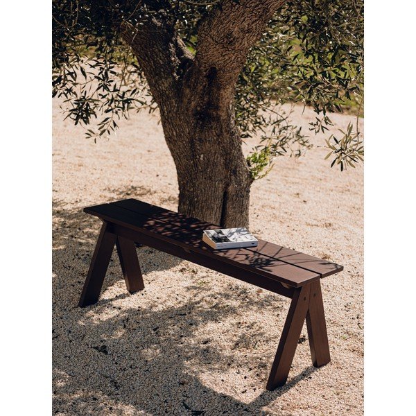 Ciemnobrązowa drewniana ławka ogrodowa Navo – noo.ma-image-1