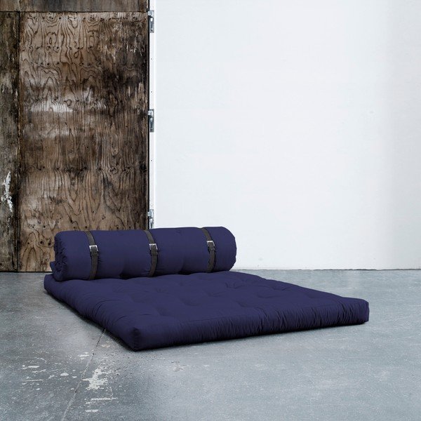 Sofa rozkładana ze skórzanym paskiem Karup Buckle Up Navy-image-1
