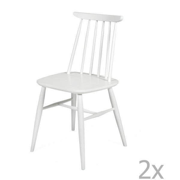Zestaw 2 białych krzeseł do jadalni z litej brzozy Woodman Aino