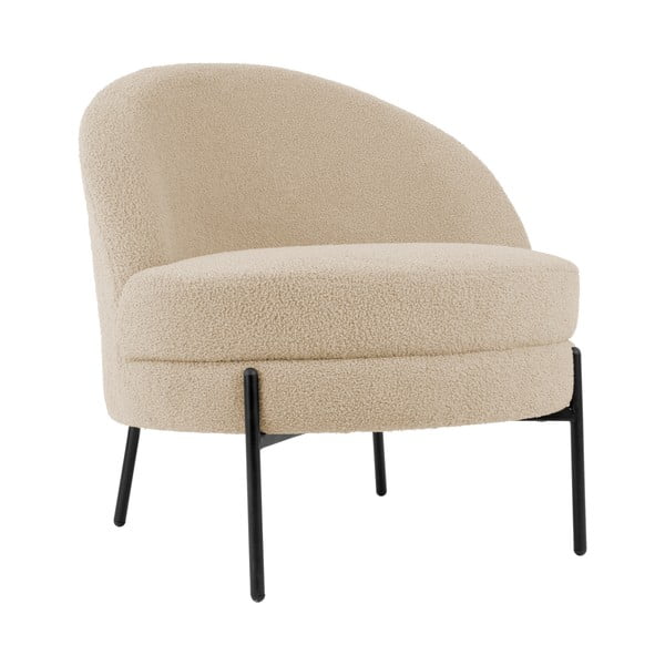 Beżowy fotel z materiału bouclé Noble – Leitmotiv
