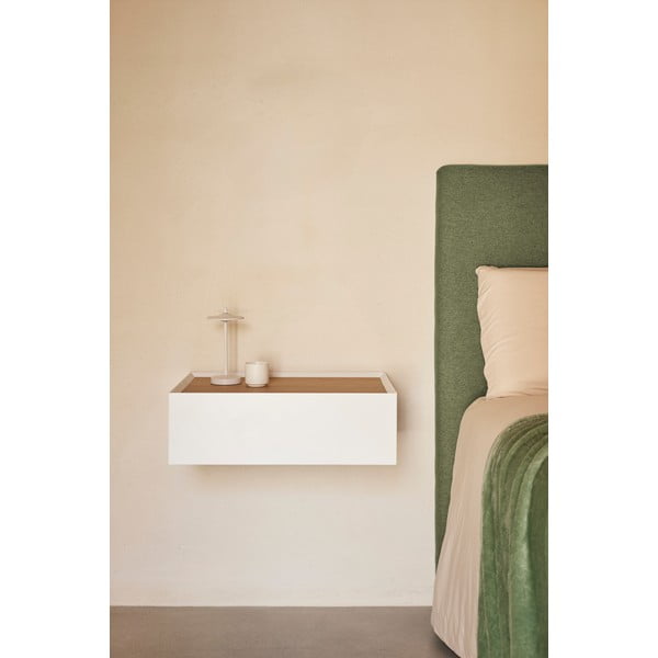Biała szafka nocna z blatem w dekorze dębu wisząca Arista – Teulat-image-1