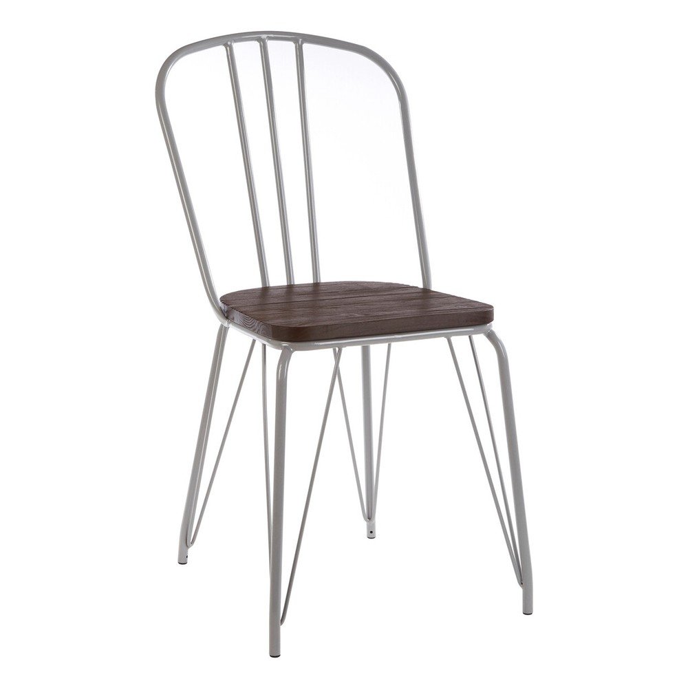 Szare/w ciemnym naturalnym kolorze krzesło z litego drewna wiązu District – Premier Housewares